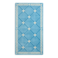 Azure Blue Trellis Hand-Tufted Runner with Ivory Laurel Border