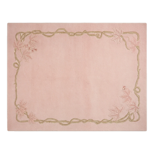 Blush Pink Chinese Art Deco Hand-Knotted Rug with Gold Ribbon Border - alternate view