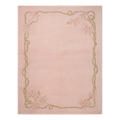 Blush Pink Chinese Art Deco Hand-Knotted Rug with Gold Ribbon Border