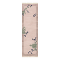 Blush Pink Chinese Art Deco Hand-Knotted Runner with Sage Peonies