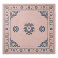 Blush Pink Chinese Art Deco Hand-Tufted Rug with Slate Blue Border