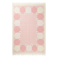 Blush Pink Cotton Flat Weave Rug with Ivory Scalloped Border