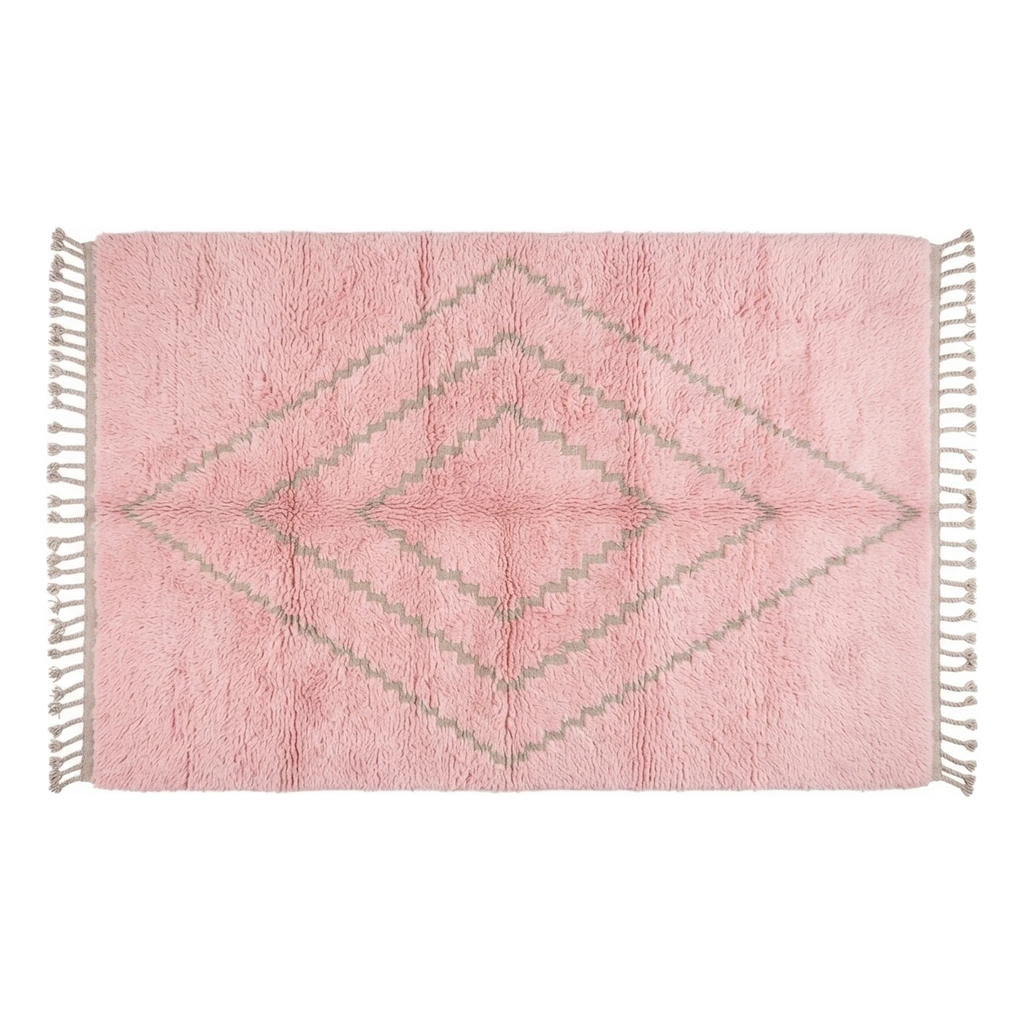 Blush Pink Diamond Moroccan Shag Rug - alternate view