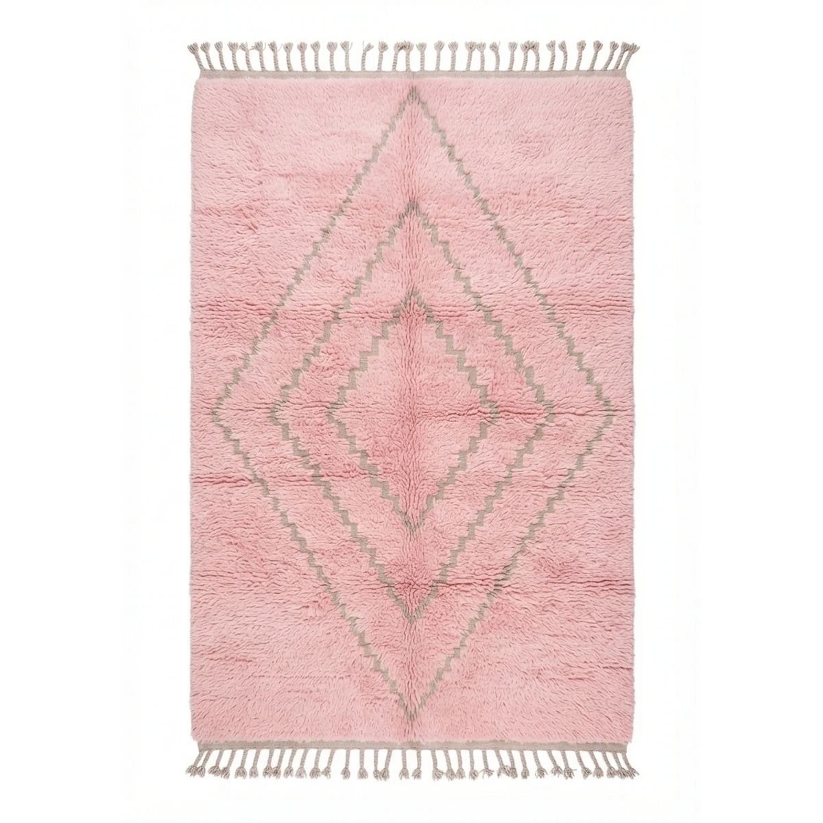 Blush Pink Diamond Moroccan Shag Rug - studio photo