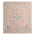 Blush Pink Floral Medallion Hand-Tufted Rug with Cornflower Vine Border