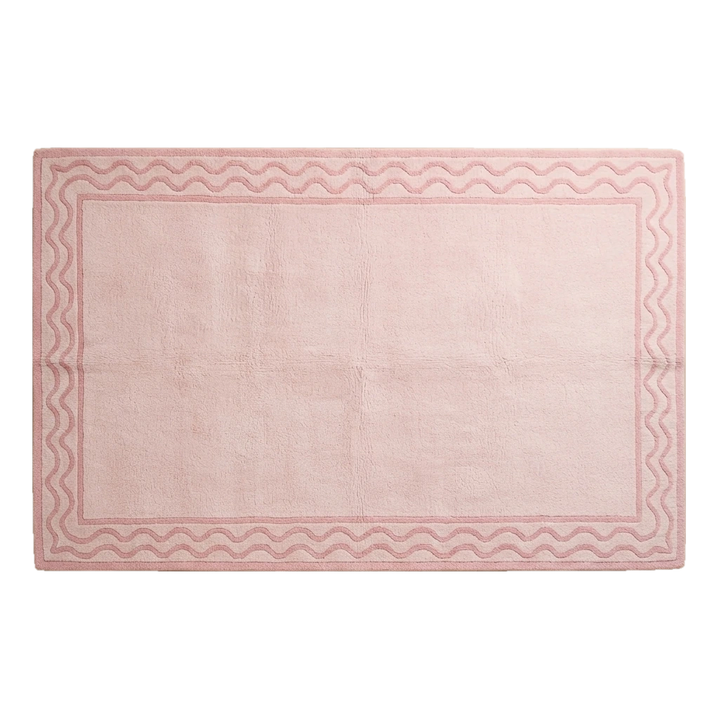 Blush Pink Hand-Tufted Rug with Rose Wave Border - alternate view