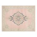 Blush Pink Medallion Hand-Knotted Rug with Sage and Slate Accents