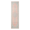 Blush Pink Persian Medallion Hand-Tufted Runner with Powder Blue Border