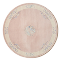 Blush Pink Round Chinese Art Deco Hand-Knotted Rug with Ivory Border