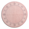 Blush Pink Round Hand-Knotted Rug with Mauve Shou Border