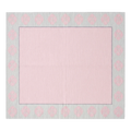 Blush Pink Square Cotton Flat Weave Rug with Grey Floral Medallion Border