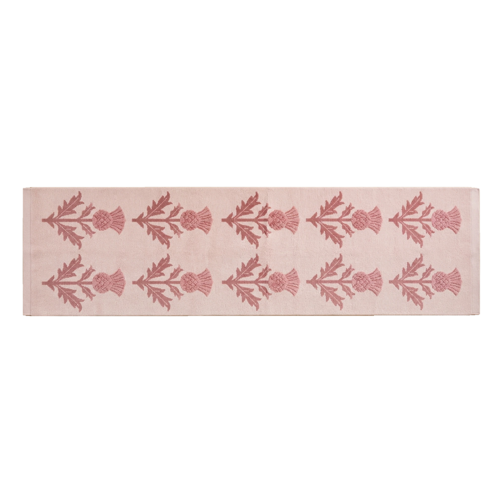 Blush Pink Thistle Hand-Tufted Runner with Rose Botanical Rows - alternate view