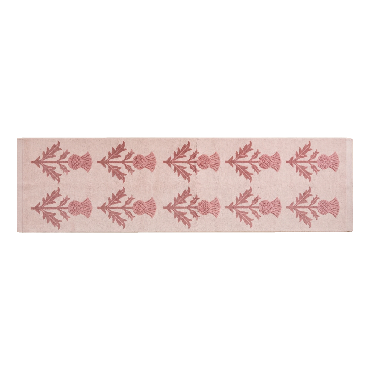 Blush Pink Thistle Hand-Tufted Runner with Rose Botanical Rows - alternate view