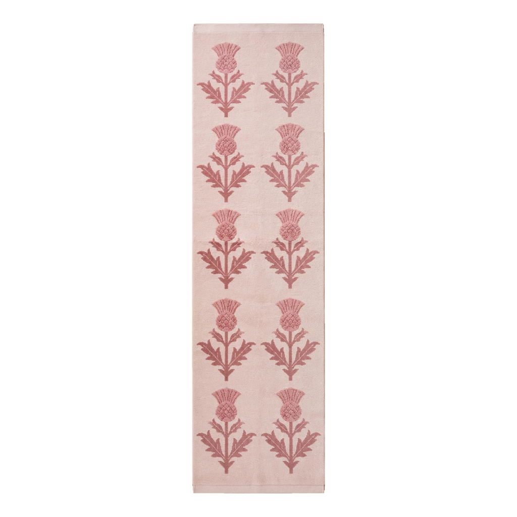 Blush Pink Thistle Hand-Tufted Runner with Rose Botanical Rows