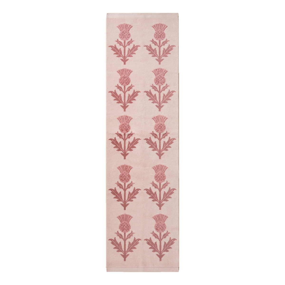 Blush Pink Thistle Hand-Tufted Runner with Rose Botanical Rows