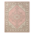 Blush Pink and Ivory Persian Medallion Hand-Tufted Rug