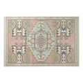 Blush Pink and Sage Tribal Medallion Hand-Knotted Rug