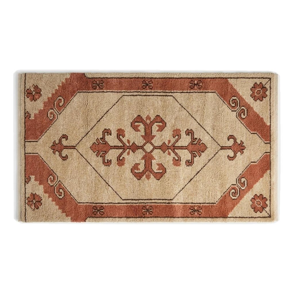 Camel Beige Anatolian Medallion Hand-Tufted Runner with Terracotta Accents - alternate view