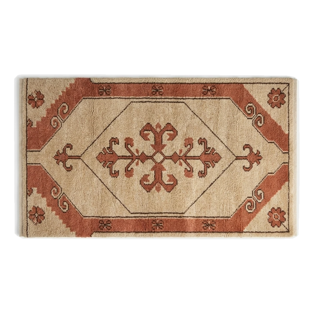 Camel Beige Anatolian Medallion Hand-Tufted Runner with Terracotta Accents - alternate view