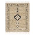 Camel Hand-Knotted Rug with Charcoal Tribal Diamond Medallion