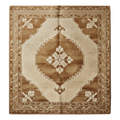 Camel and Cream Diamond Medallion Hand-Knotted Rug