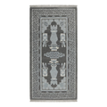 Charcoal Chinese Vase Hand-Knotted Runner with Greek Key Border