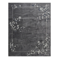 Charcoal Grey Chinese Art Deco Hand-Knotted Rug with Floral Vines