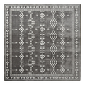 Charcoal Tribal Diamond Hand-Tufted Rug with Silver Vine Border