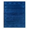 Cobalt Blue Chinese Art Deco Hand-Knotted Rug with Tonal Symbol Border