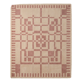 Cream Geometric Hand-Tufted Rug with Dusty Rose Lattice Border