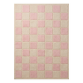 Cream and Blush Pink Checkerboard Hand-Tufted Rug
