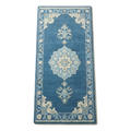 Denim Blue Medallion Hand-Tufted Runner with Floral Vine Border