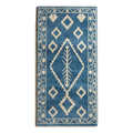 Denim Blue Tribal Diamond Hand-Tufted Runner with Ivory Kilim Motifs