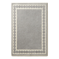 Dove Grey Hand-Tufted Rug with Ivory Crenellated Border