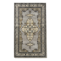 Dove Grey Persian Medallion Hand-Tufted Runner with Charcoal Border