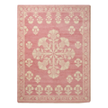 Dusty Rose Floral Medallion Hand-Tufted Rug with Cream Poppy Border
