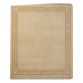 Golden Beige Hand-Knotted Rug with Tonal Greek Key Border