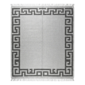 Grey Cotton Flat Weave Rug with Charcoal Greek Key Border