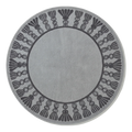 Grey Round Hand-Tufted Rug with Charcoal Tassel Border