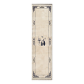 Ivory Chinese Art Deco Hand-Knotted Runner with Navy Vase Motif