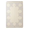 Ivory Cotton Flat Weave Rug with Lavender Scalloped Border