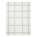 Ivory Cotton Flat Weave Rug with Soft Grey Fern Grid