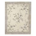 Ivory Hand-Knotted Rug with Grey Blossom Branches and Taupe Border
