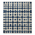 Ivory Hand-Tufted Rug with Navy Beaded Grid