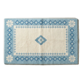 Ivory Hand-Tufted Rug with Sky Blue Diamond Border and Daisy Corners