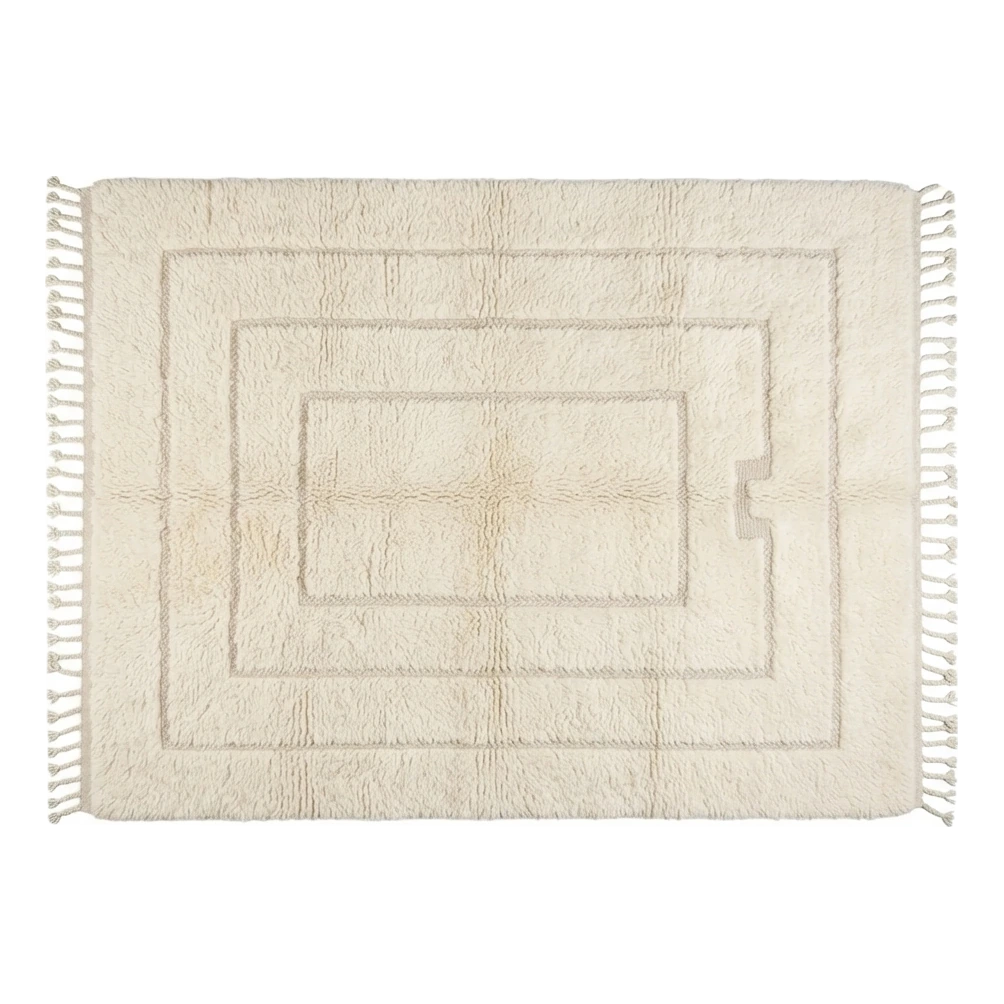Ivory Nested Rectangle Moroccan Shag Rug - alternate view