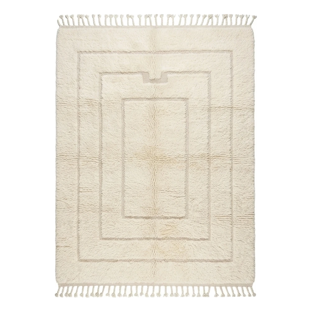 Ivory Nested Rectangle Moroccan Shag Rug