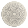 Ivory Round Hand-Tufted Rug with Grey Art Deco Sunburst