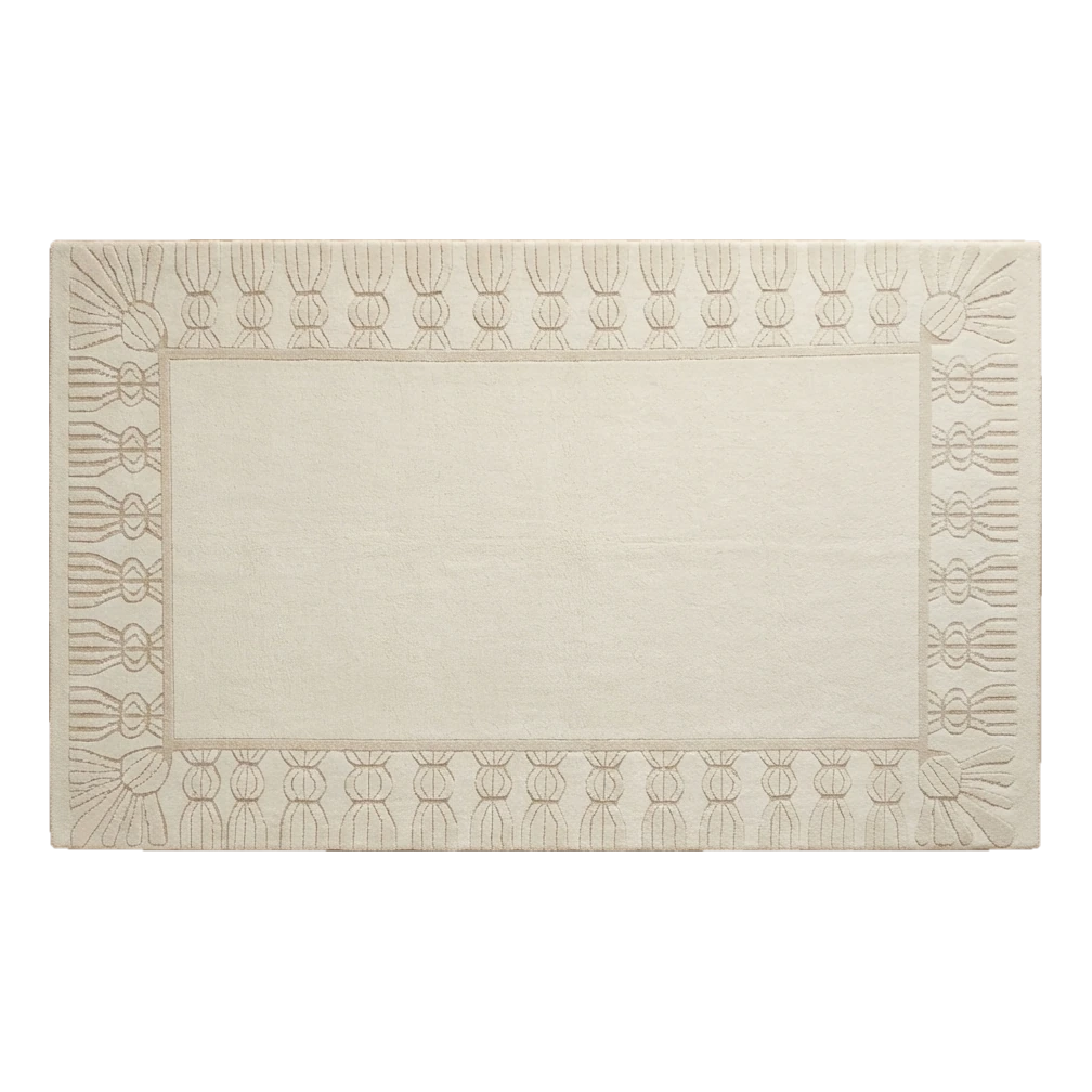 Ivory Tone on Tone Hand-Tufted Rug with Carved Fan Border - alternate view