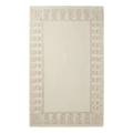 Ivory Tone on Tone Hand-Tufted Rug with Carved Fan Border